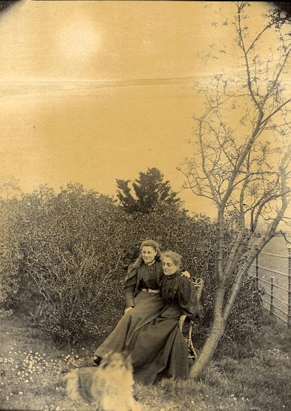 Two ladies with a dog.jpg - Two ladies possibly members of the Armistead family, with a dog.  ( Can anyone give names / place / date ? )  